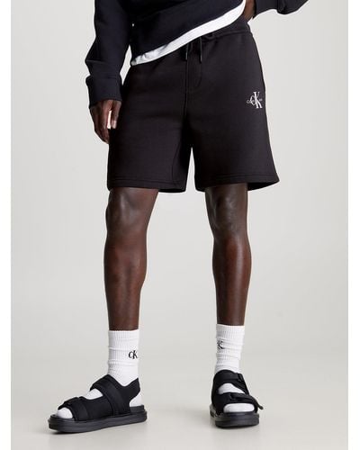 Calvin Klein Short de jogging en polaire avec monogramme - Noir