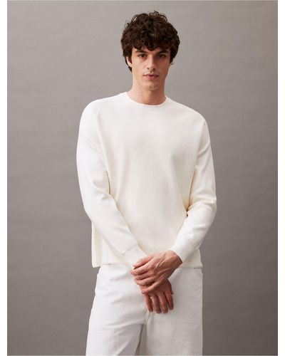 Calvin Klein Tech Knit Crewneck Sweater - White