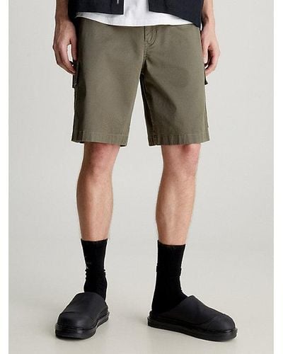 Calvin Klein Shorts cargo holgados de sarga de algodón - Verde