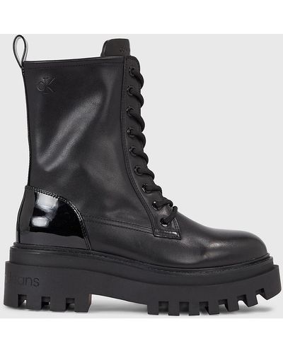 Calvin Klein Chunky Leather Boots - Black