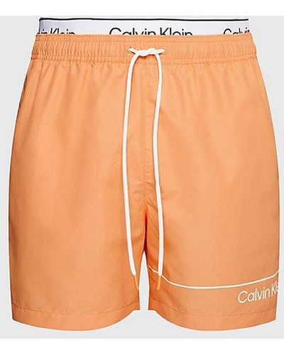 Calvin Klein Badeshorts mit doppeltem Bund - Orange