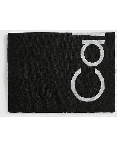 Calvin Klein Bufanda de mezcla de lana con logo - Negro