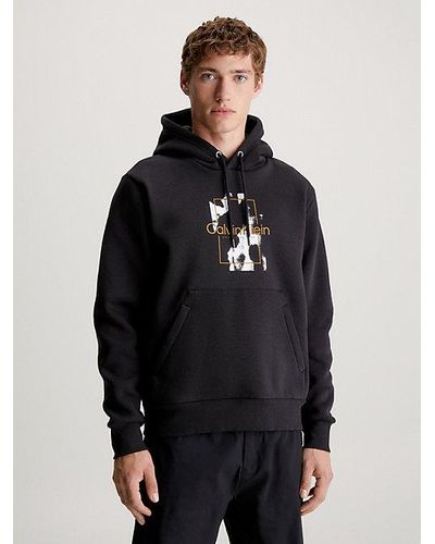 Calvin Klein Camouflage Hoodie Met Logo - Zwart