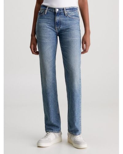 Calvin Klein Jean droit taille basse - Bleu