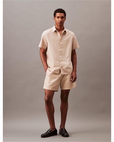 Calvin Klein Linen Blend Shorts - Natural