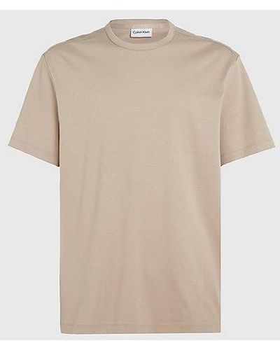 Calvin Klein T-shirt Van Gemerceriseerd Katoen - Naturel