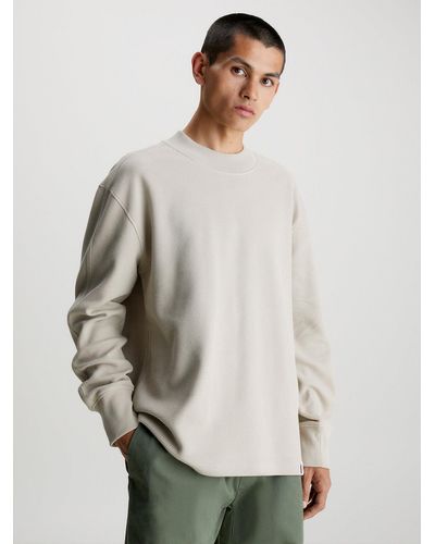 Calvin Klein Relaxed Long Sleeve Waffle T-shirt - White