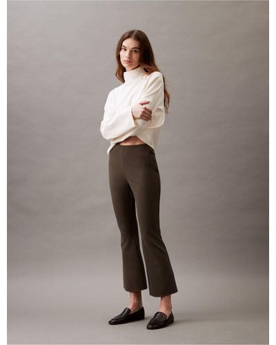 Calvin Klein Stretch Crepe Flared Pants - Gray