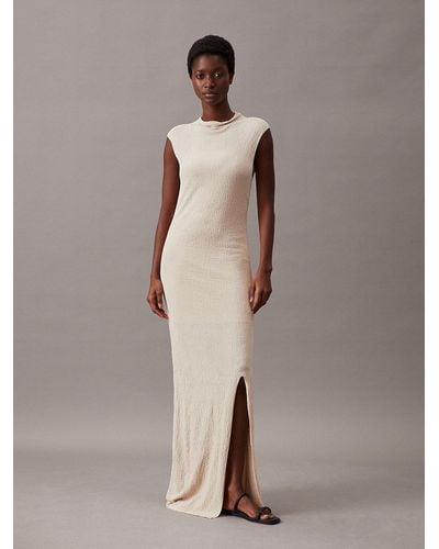Calvin Klein Slim Crinkle Viscose Shift Dress - White