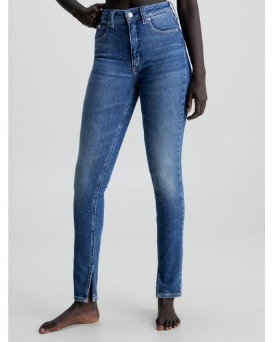 Calvin Klein High Rise Super Skinny Ankle Jeans in Blue | Lyst UK
