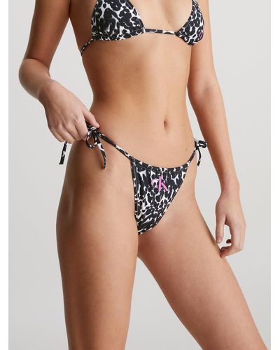 Calvin Klein Bas de bikini à nouer sur la hanche - CK Leopard - Noir