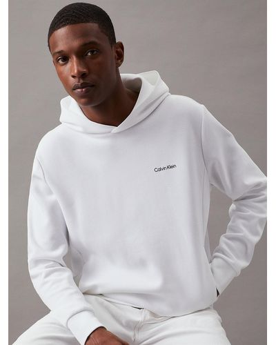 Calvin Klein Sweat-shirt à capuche en coton - Blanc