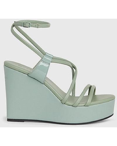 Calvin Klein Leren Sandalen Met Sleehak - Groen