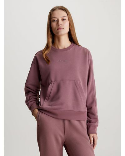 Calvin Klein Cropped French Terry Sweatshirt - Purple