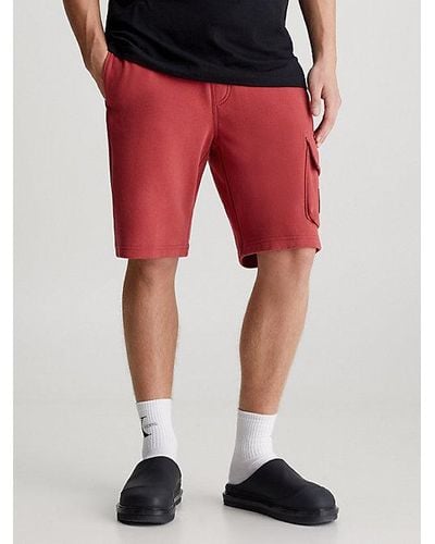 Calvin Klein Badstof Cargo joggingbroek - Rood