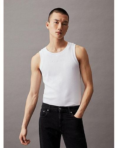 Calvin Klein Camiseta de tirantes slim de canalé - Blanco