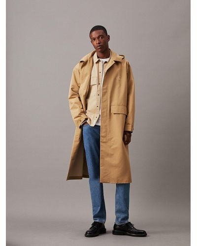 Calvin Klein Long Hooded Bonded Coat - Multicolour