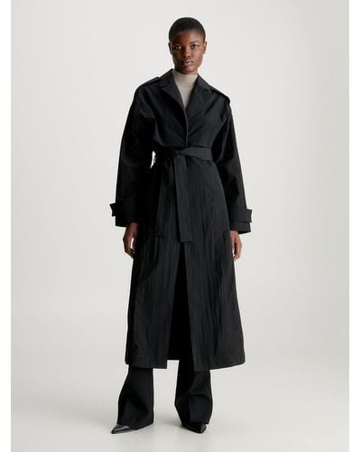 Calvin Klein Imperméable surdimensionné en nylon froissé - Noir