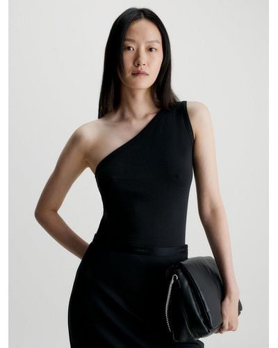 Calvin Klein Haut slim asymétrique en modal - Noir