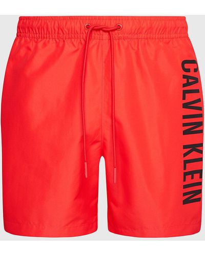 Calvin Klein Medium Drawstring Swim Shorts - Intense Power - Red