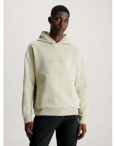Calvin Klein Sweat-shirt à capuche avec logo gravé en creux - Neutre