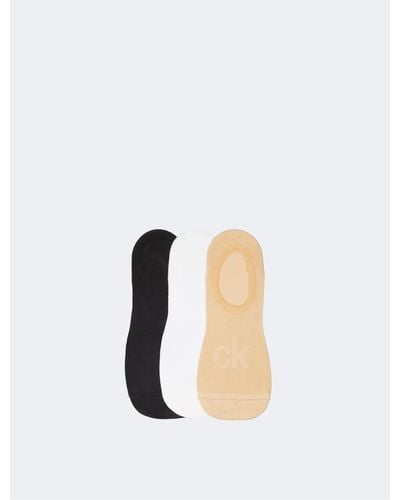 Calvin Klein Microfiber Mesh 3-pack Liner Socks - Natural