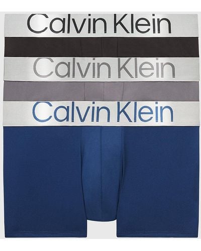 Calvin Klein Boxer Lot De 3 Caleçon Taille Basse Stretch - Bleu