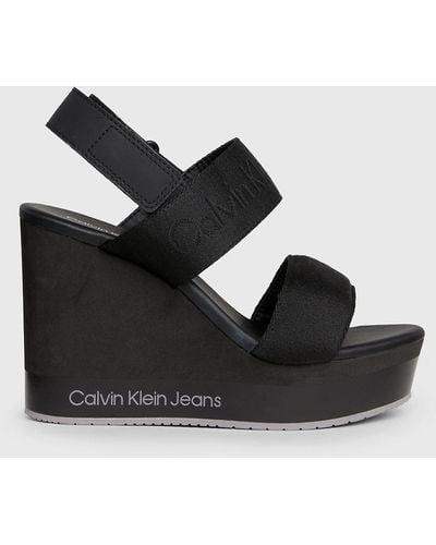 Calvin Klein Platform Wedge Sandals - Black