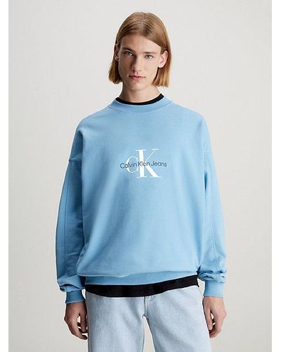 Calvin Klein Oversized Sweatshirt Met Monogram - Blauw