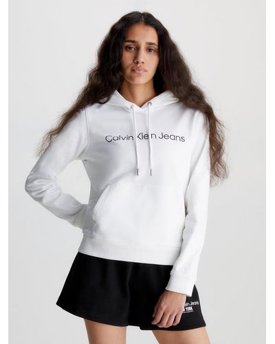 Calvin Klein Sweat-shirt à capuche avec logo - Blanc