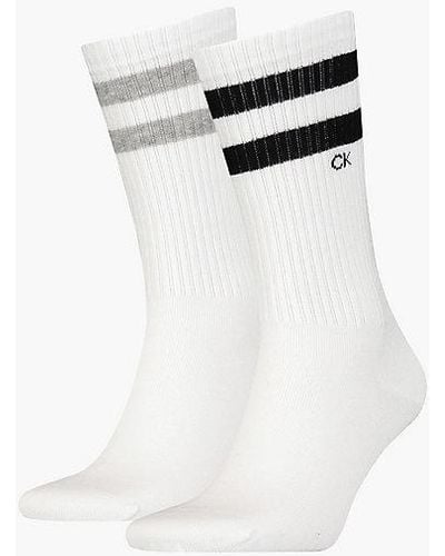 Calvin Klein Pack de 2 calcetines de deporte de rayas - Blanco