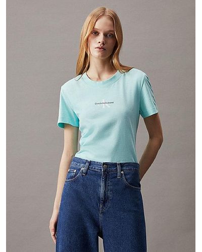 Calvin Klein Camiseta slim con monograma - Azul