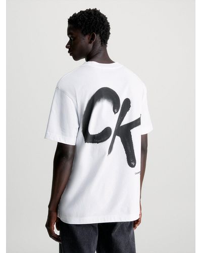 Calvin Klein T-shirt relaxed avec imprimé éclaboussure - Blanc