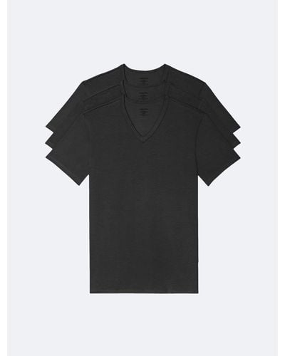 Calvin Klein Cotton Stretch 3-pack V-neck T-shirt - Black