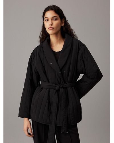 Calvin Klein Padded Wrap Jacket - Black