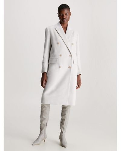 Calvin Klein Manteau à double boutonnage en laine - Neutre