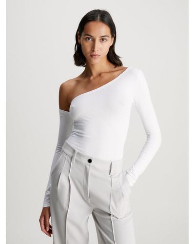Calvin Klein Haut asymétrique en coton modal - Blanc