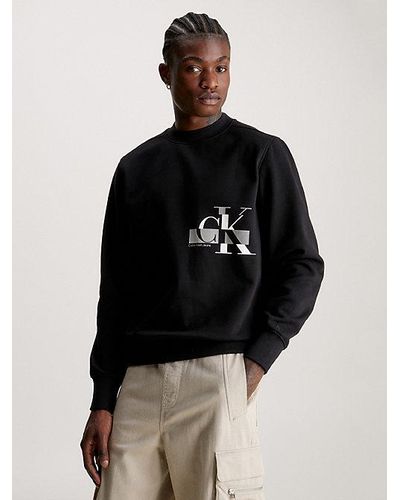 Calvin Klein Sweatshirt Van Fleece-katoenmix - Zwart