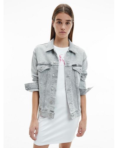 Calvin Klein Oversized Belted Denim Jacket - Grey