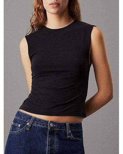 Calvin Klein Ärmelloses Top aus weichem Jersey - Schwarz