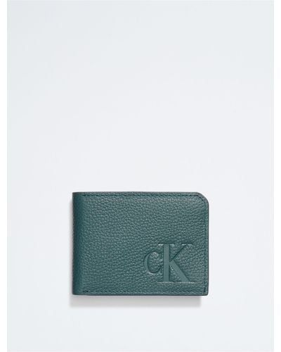 Calvin Klein Pebble Leather Slim Bifold Wallet - Green