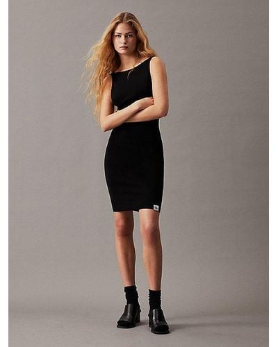 Calvin Klein Vestido slim de espalda abierta de punto - Negro