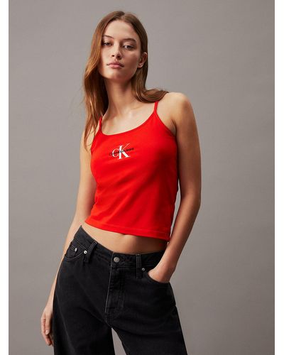 Calvin Klein Débardeur slim avec monogramme - Rouge