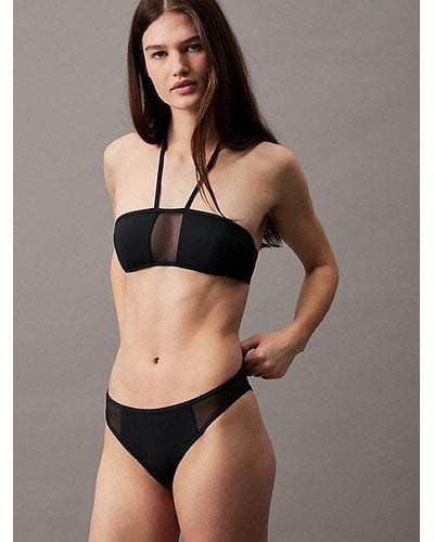 Calvin Klein Bandeau Bikinitop Met Doorzichtige Inzet - Zwart