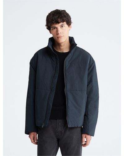 Calvin Klein Mock Neck Puffer Jacket - Blue