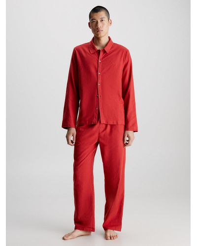 Calvin Klein Ensemble de pyjama long en flanelle - Rouge