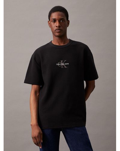 Calvin Klein Relaxed Waffle Monogram T-shirt - Black
