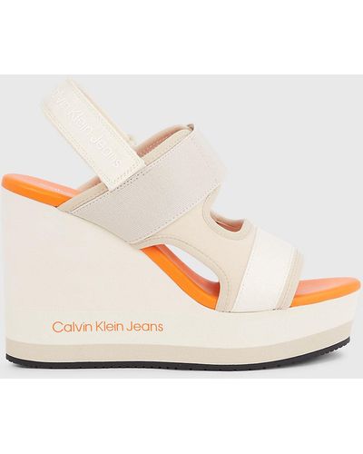 Calvin Klein Recycled Lycra Platform Wedge Sandals - Natural
