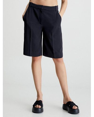 Calvin Klein Twill Shorts Van Gerecycled Polyester - Blauw