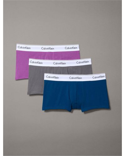 Calvin Klein Modern Cotton Stretch 3-pack Low Rise Trunk - Purple